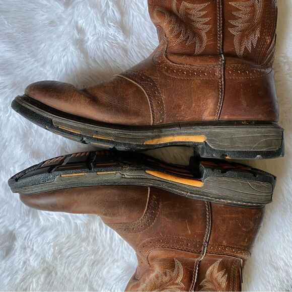 Ariat‎ Workhog Pull on Boots Leather Slip Resistant Brown Mens Size 12 D main image 11